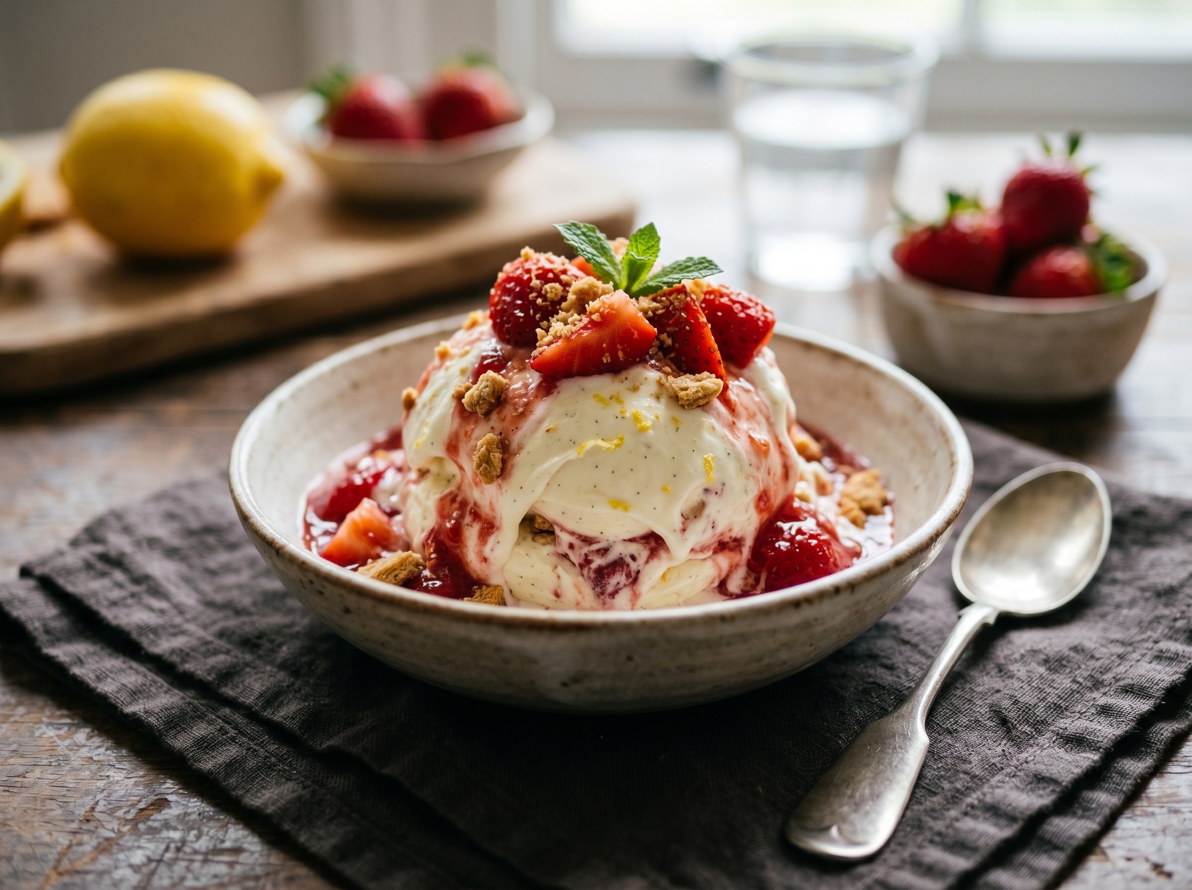 Mascarpone strawberry cheesecake ice cream