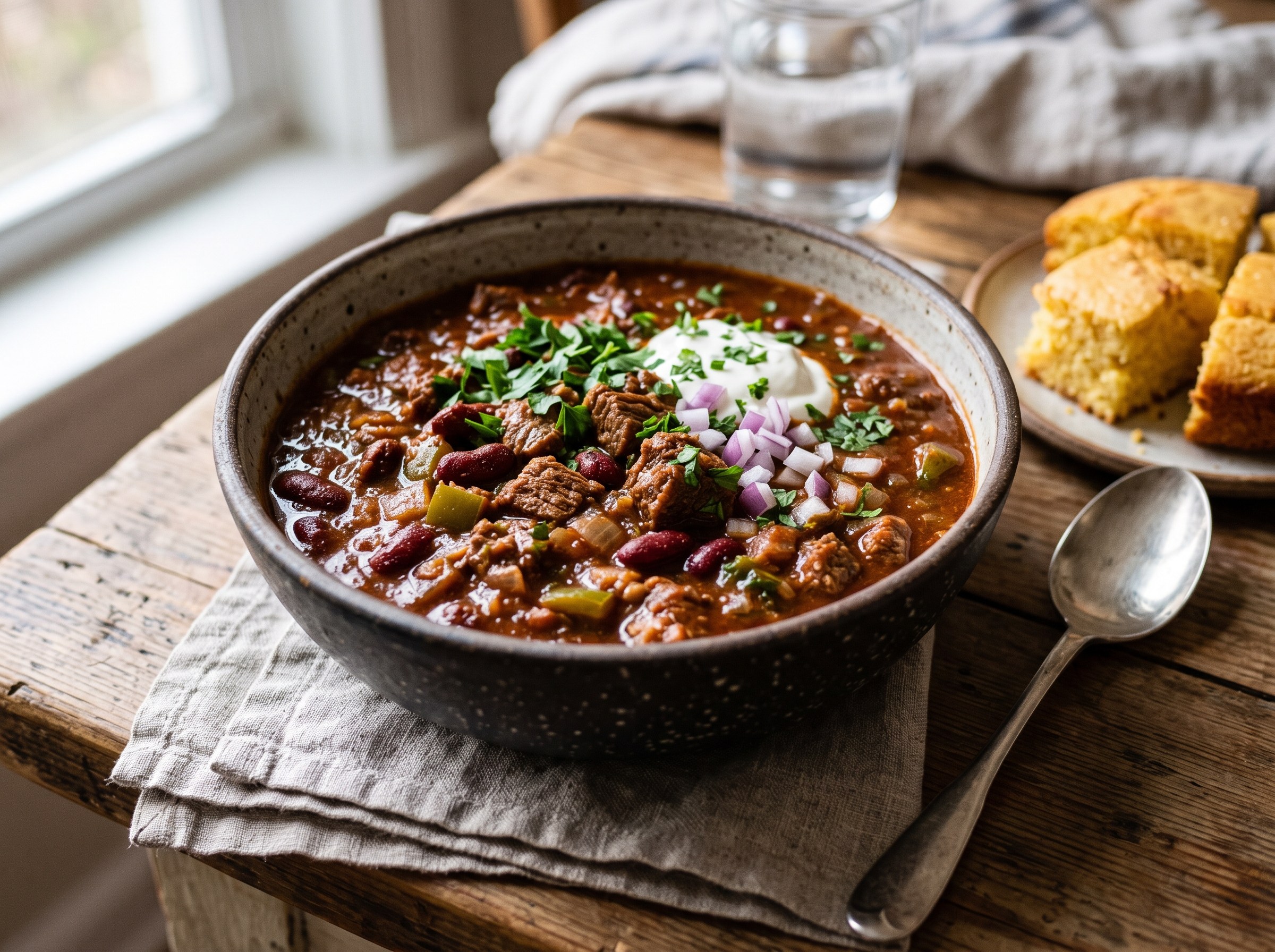 Chasen's famous chili con carne with canned red kidney beans