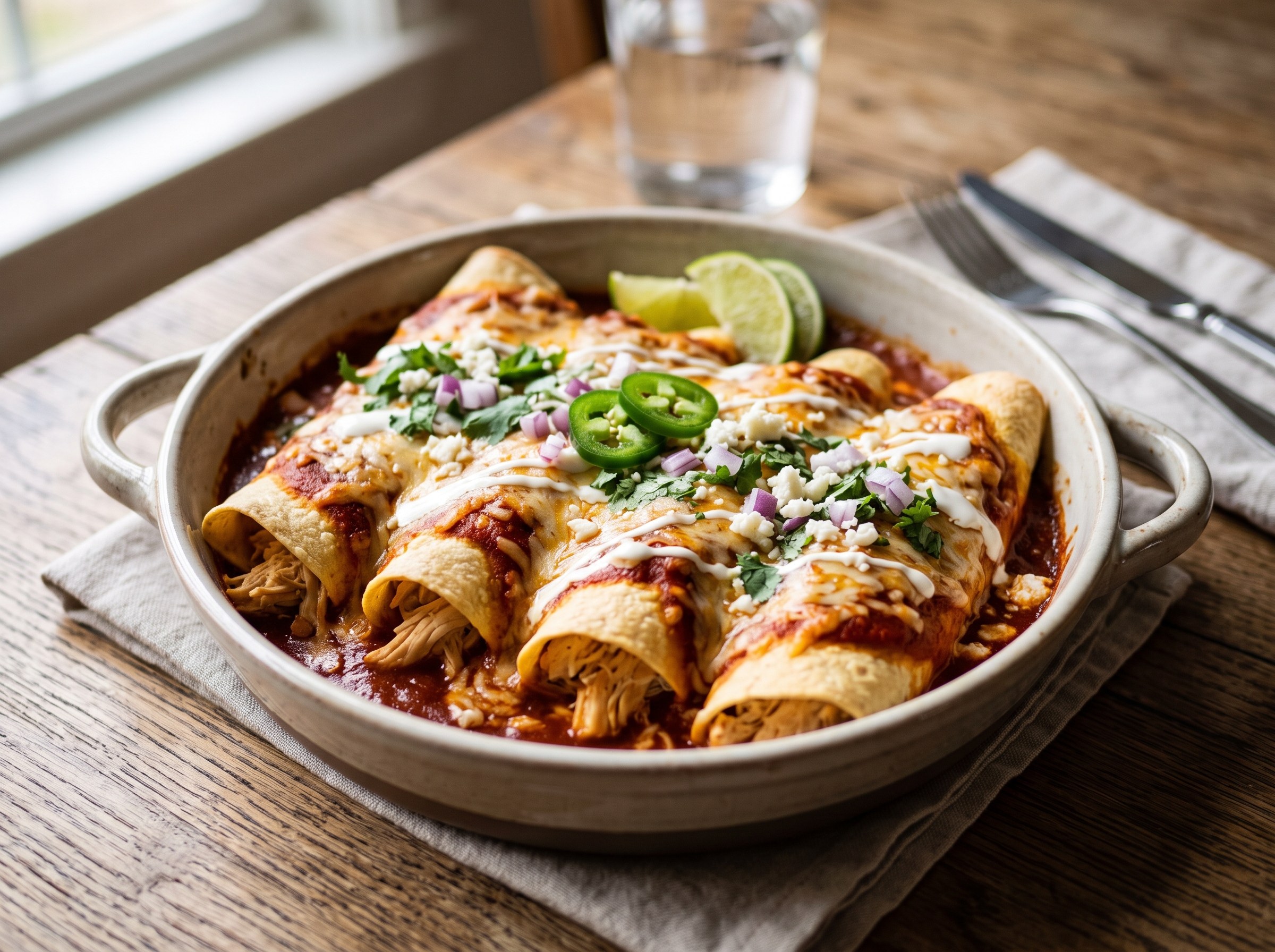 Traditional chicken enchiladas