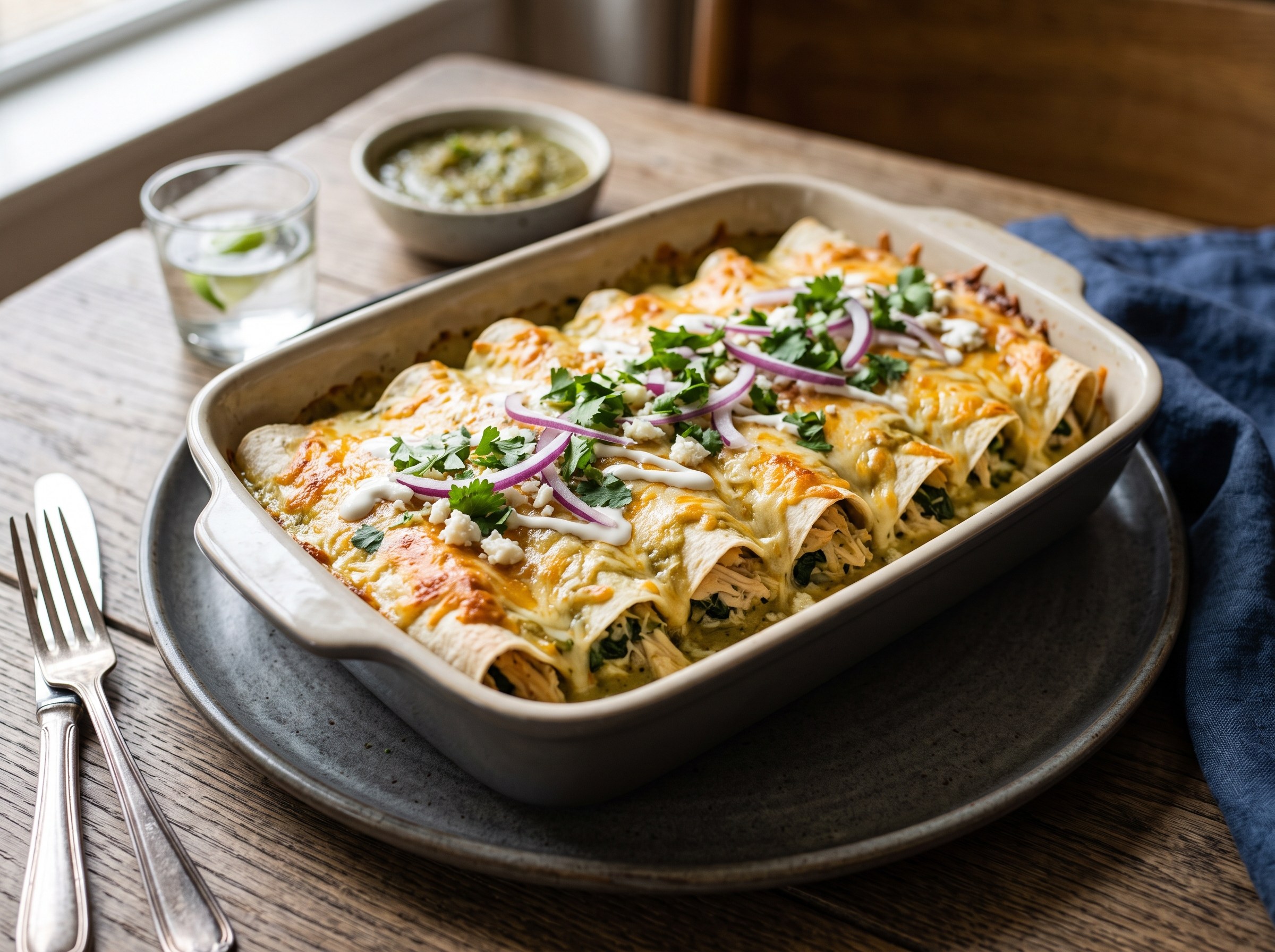 Chicken and spinach enchiladas
