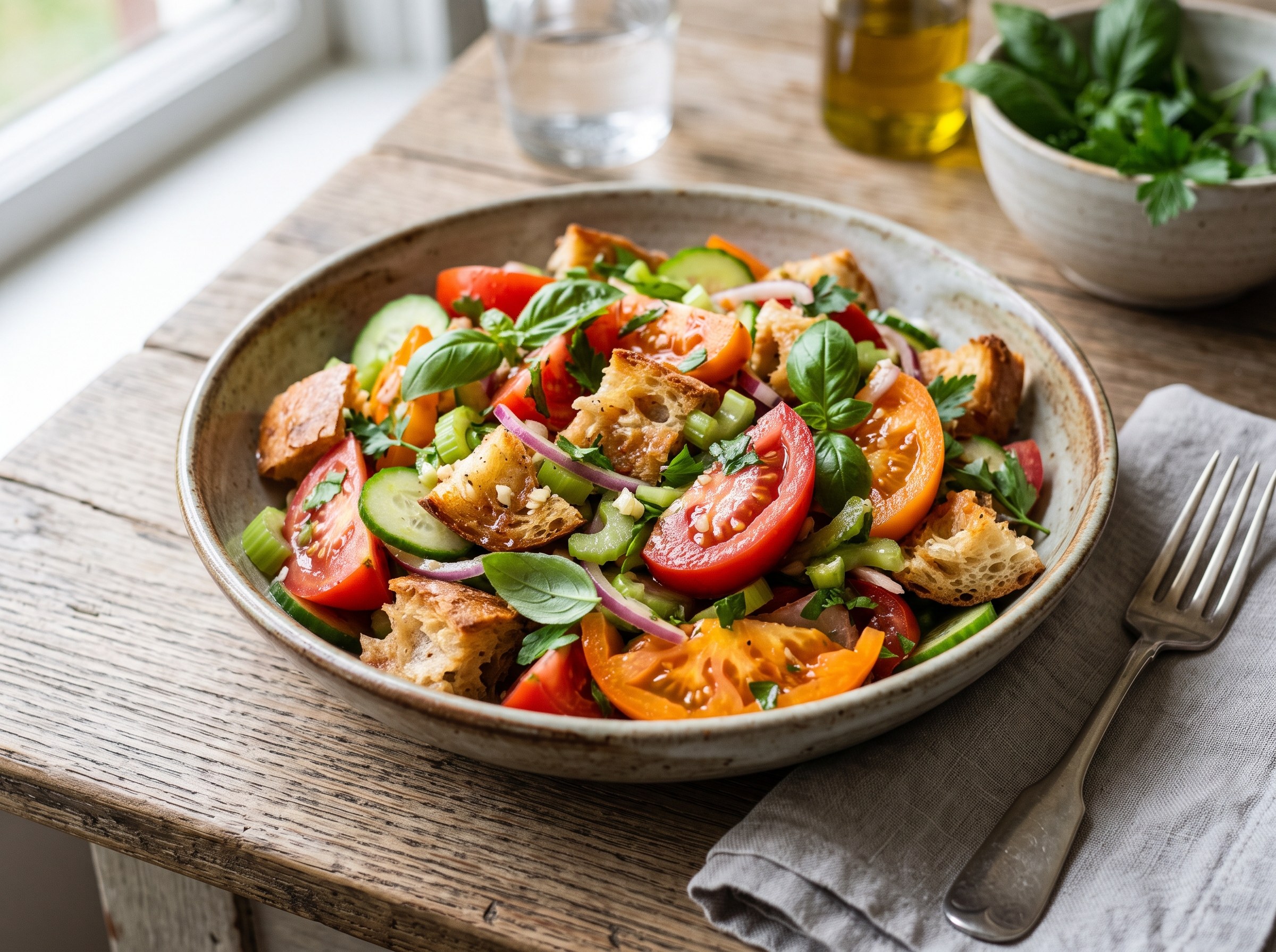 Panzanella (Italian salad with ciabatta)