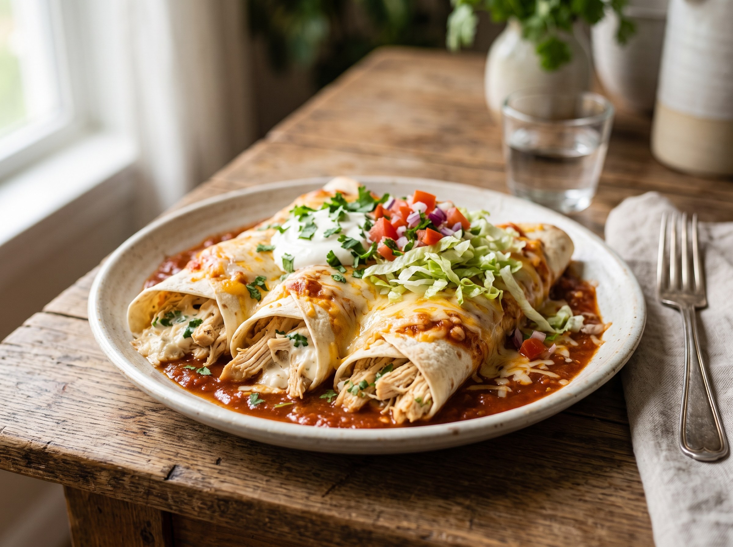 Chicken and sour cream enchiladas