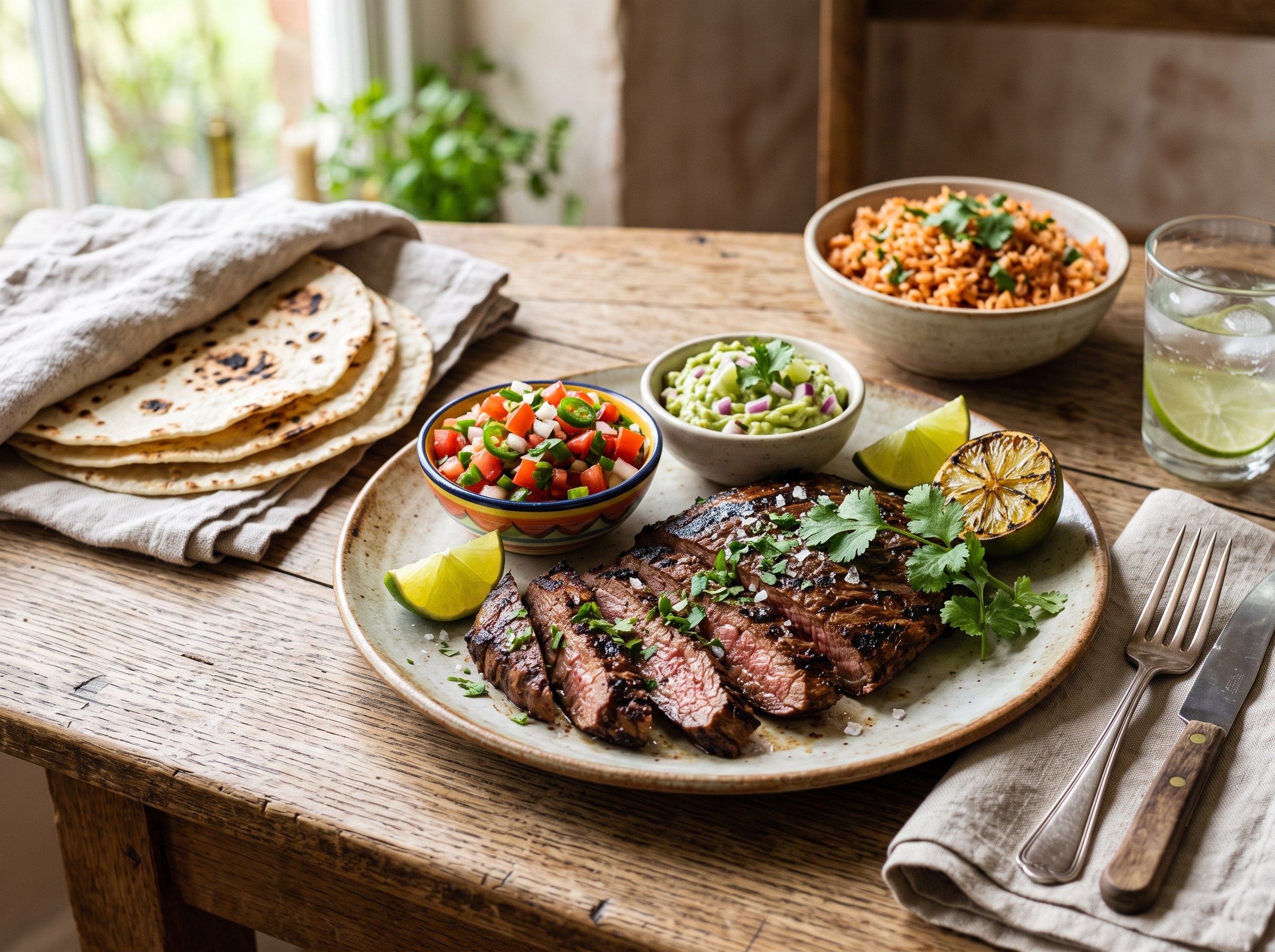 Mexican style marinated beef (Carne Asada)