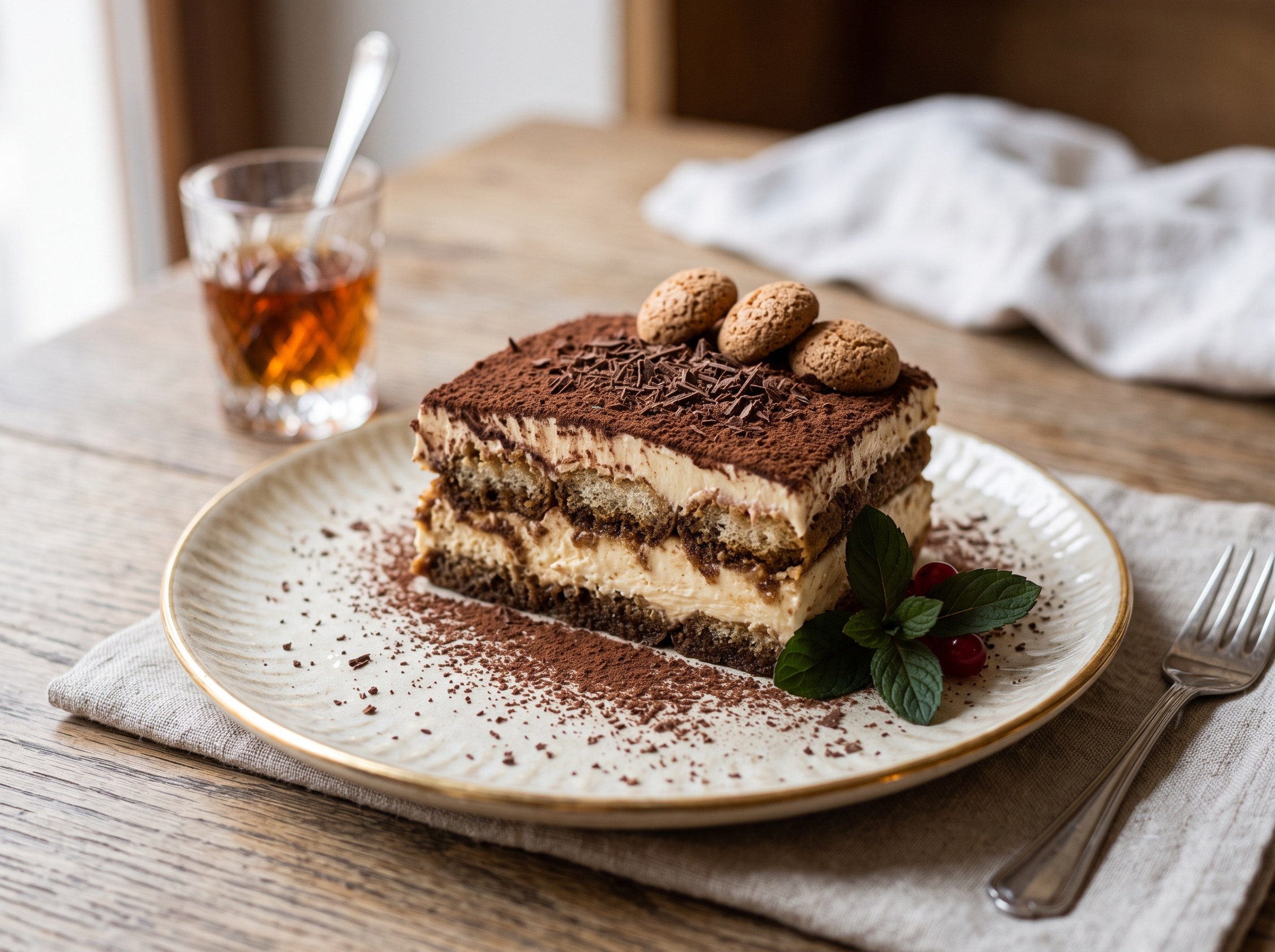 Amaretto Tiramisu (with Amaretto biscuits and Amaretto liquer)