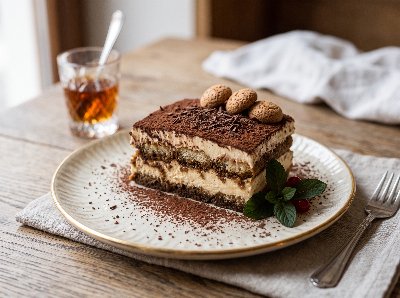 Amaretto Tiramisu (with Amaretto biscuits and Amaretto liquer)