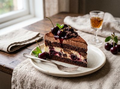 Black cherry and chocolate tiramisu cheesecake