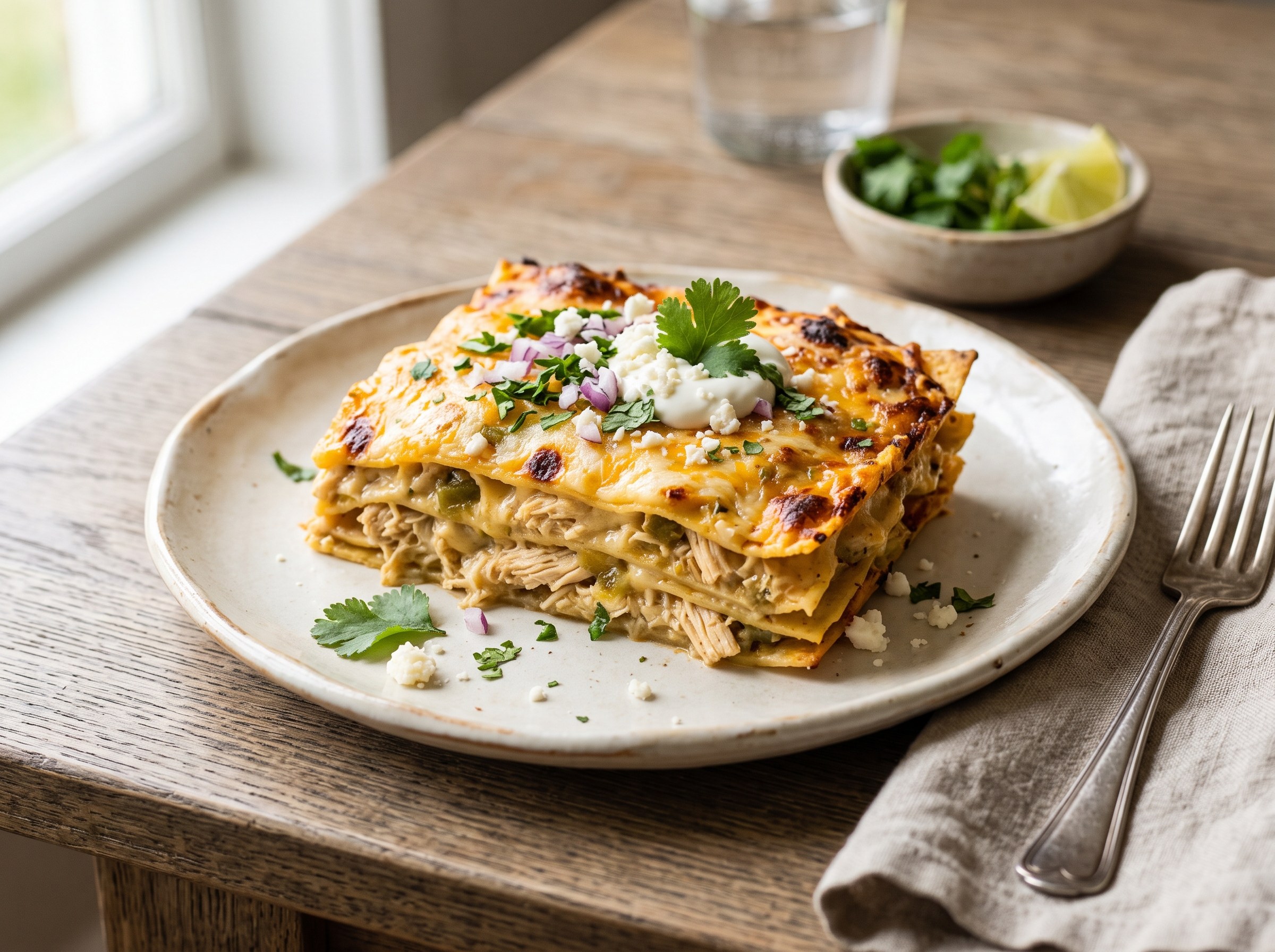 Chicken enchilada lasagna