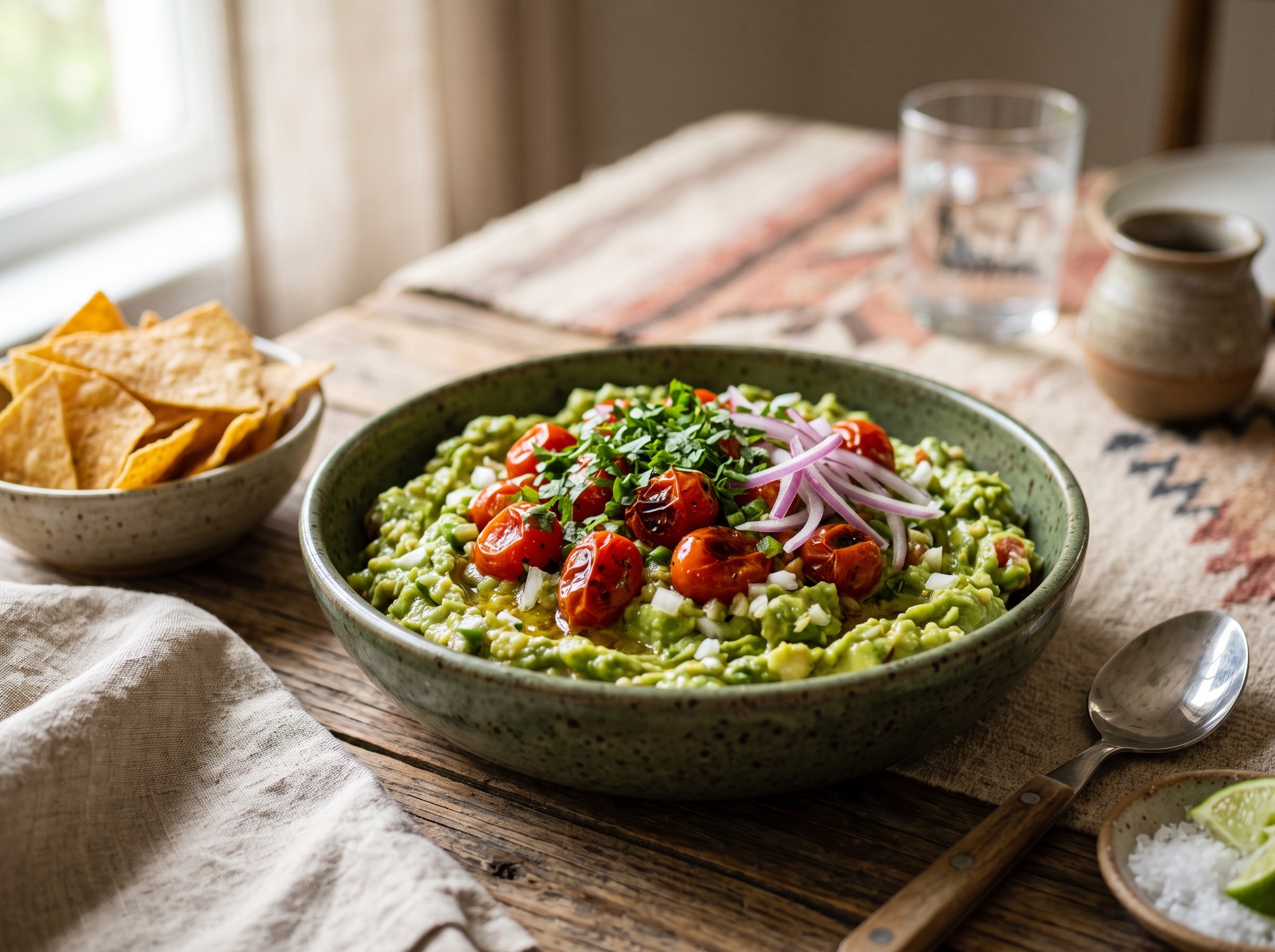Guacamole with roasted tomatoes