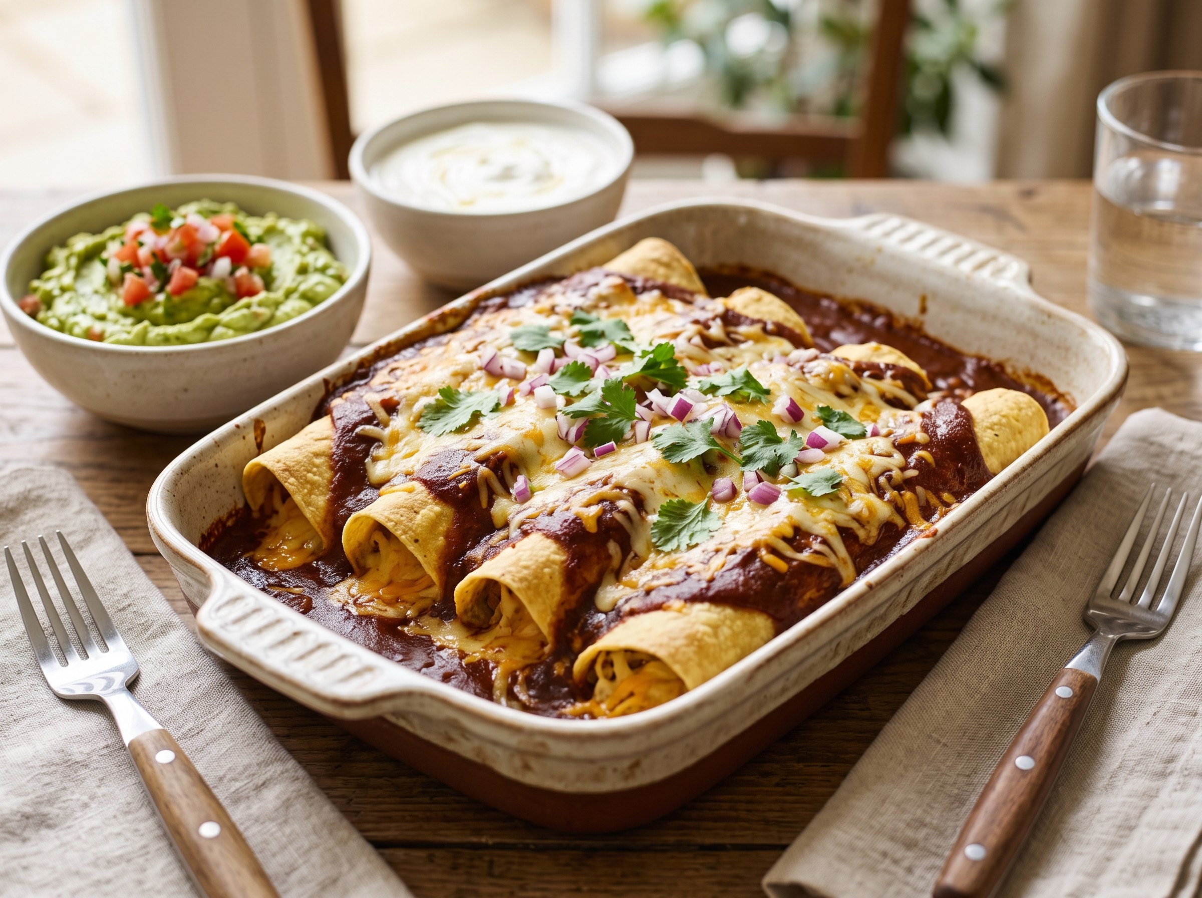 Chilli gravy cheese enchiladas