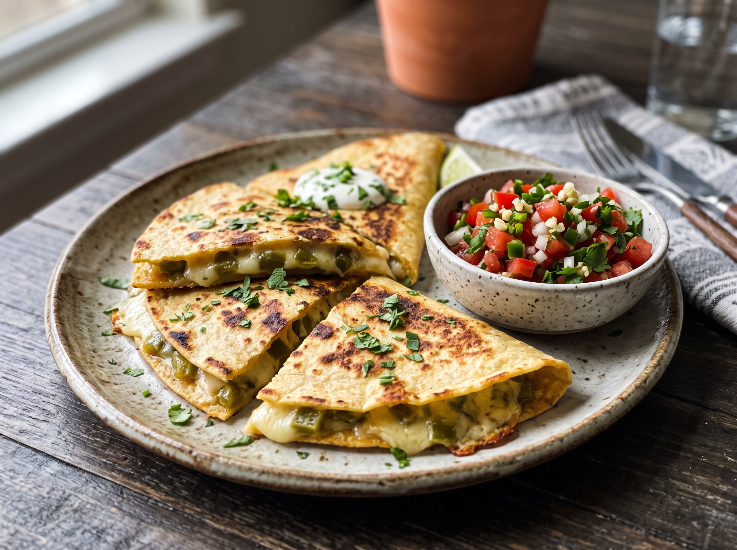 Chile cheese quesadillas