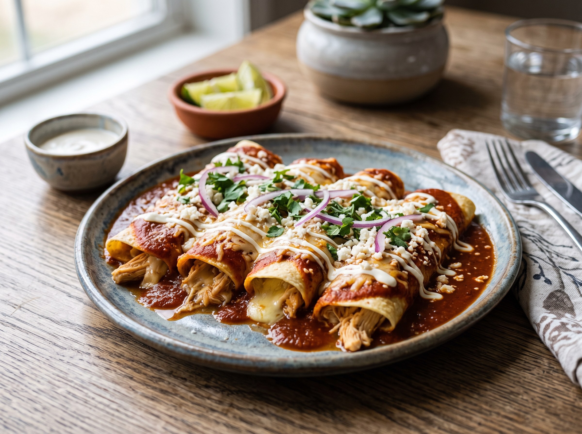 Enchiladas in chipotle salsa