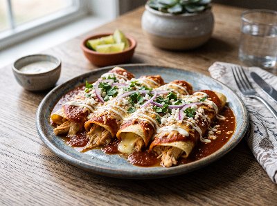 Enchiladas in chipotle salsa