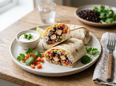 Chicken and black bean burritos