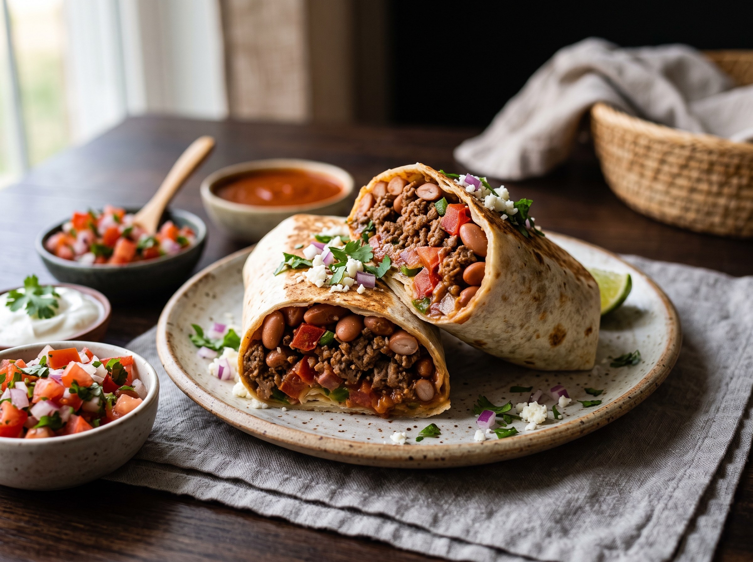 Sirloin steak burritos