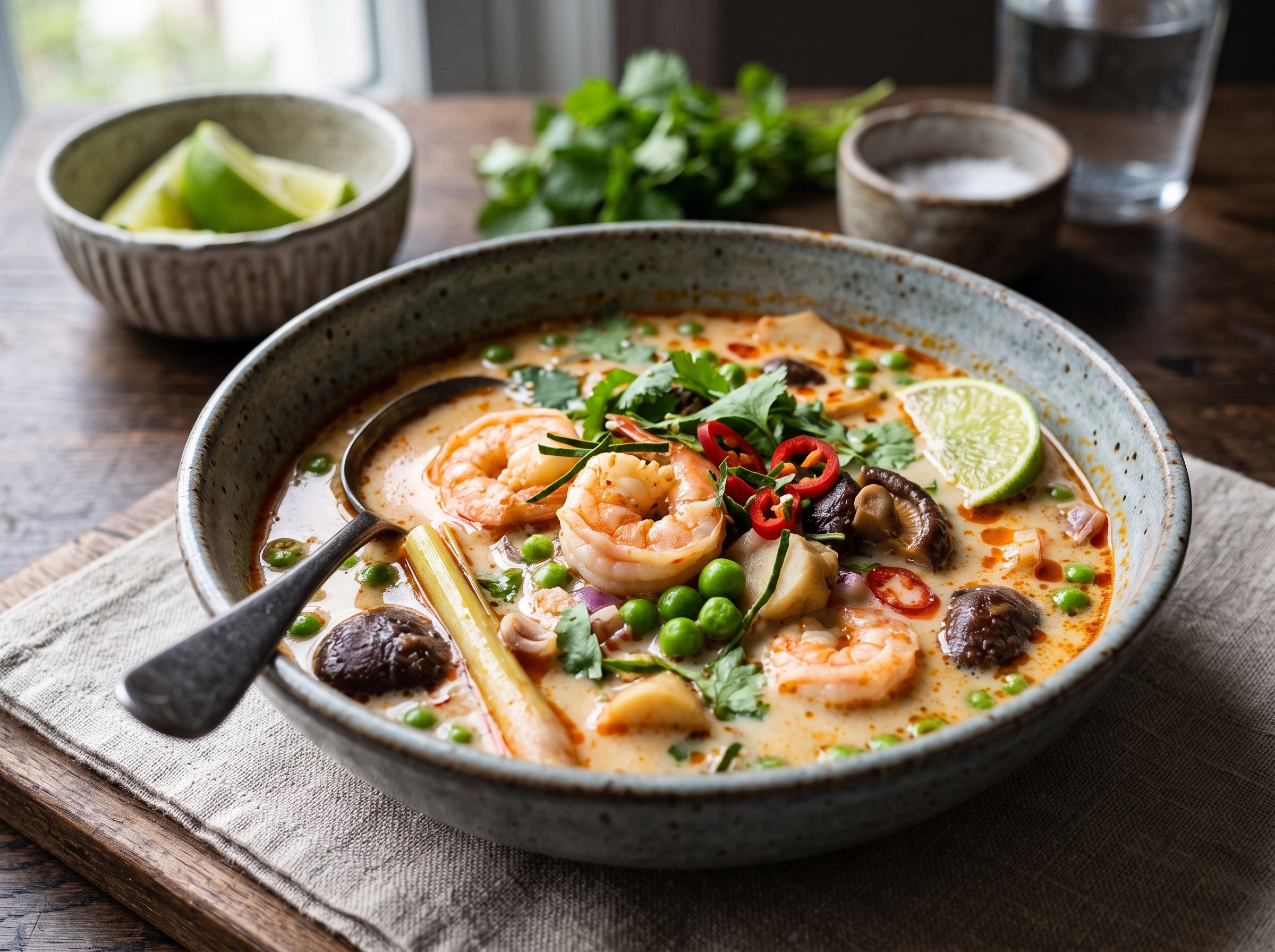 Thai shrimp soup with coconut milk