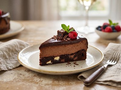 Triple chocolate brownie cheesecake