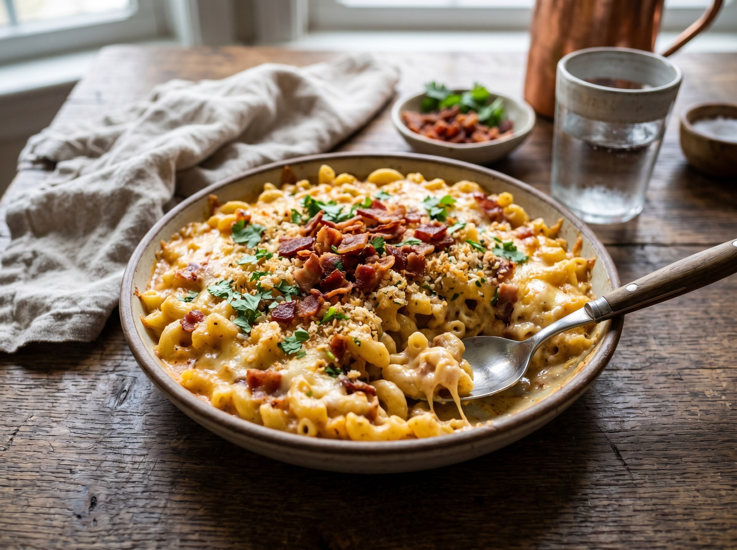Chipotle macaroni and cheese with bacon