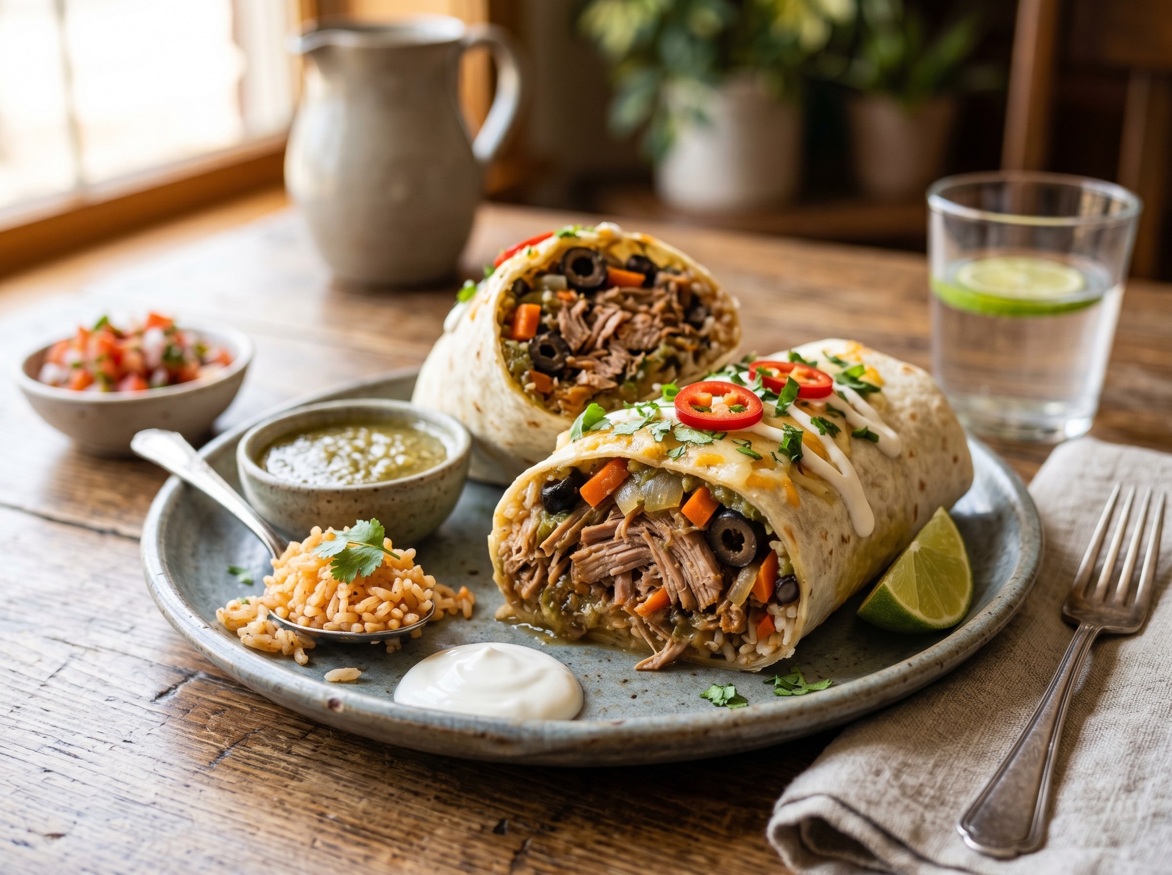 Texas style  pork burritos