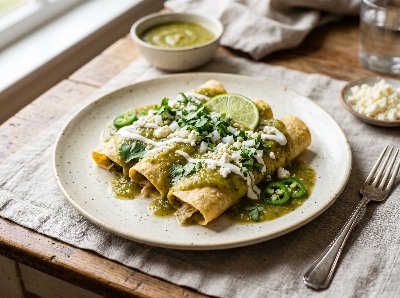 Enchiladas verdes (enchiladas with green sauce)